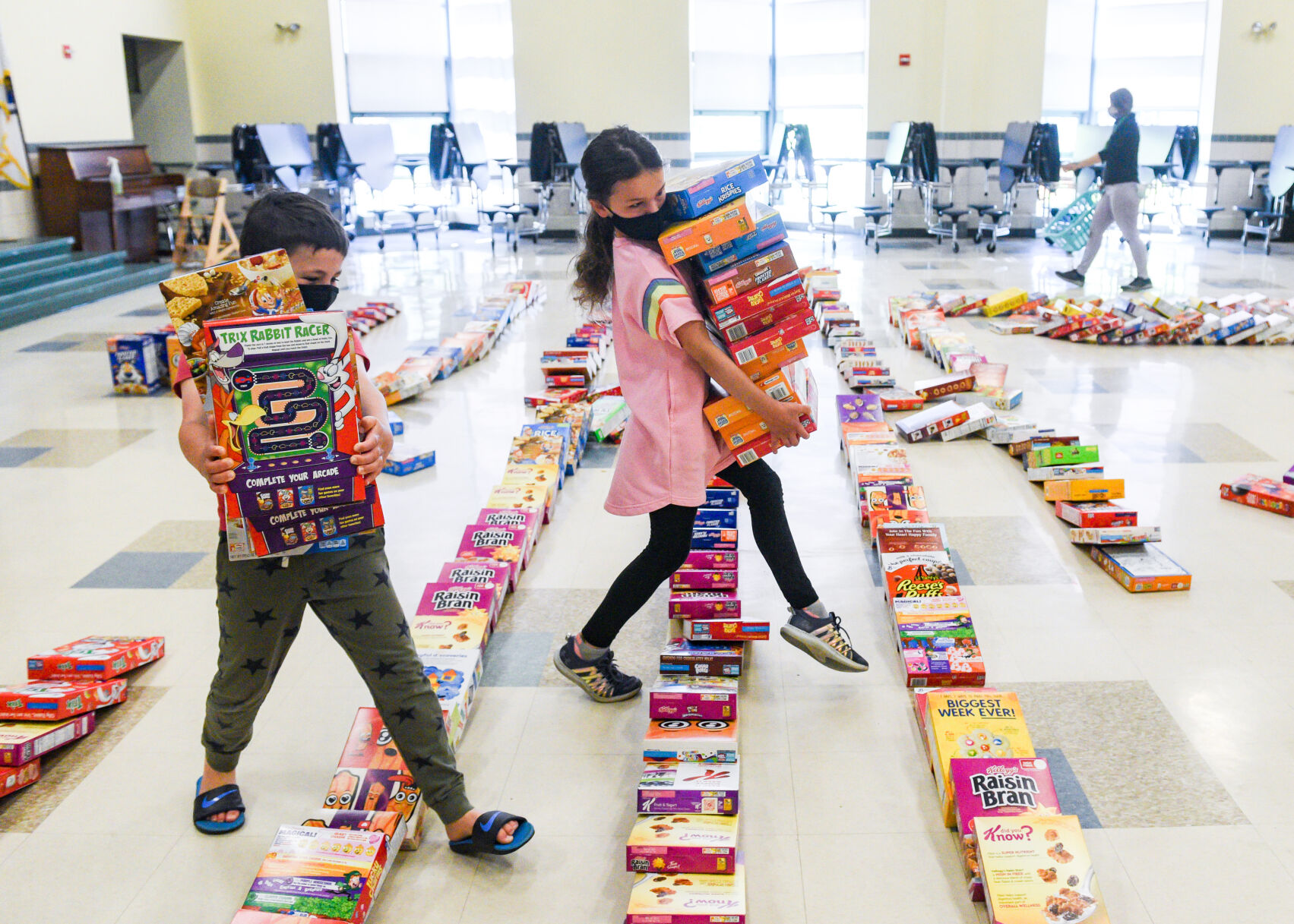 Cereal Box Domino Challenge at the Cove Elementary School